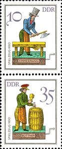 Se-tenant, Manufacturers, Germany, Democratic Republic,  , Professions, Toys