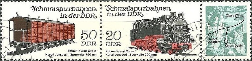 Se-tenant, Bahn Zittau-KurortOybin/Jonsdorf, Germany, Democratic Republic,  , Locomotives, Railways
