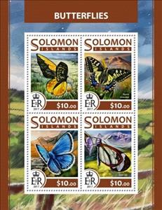 Mini Sheet, Butterfiesl, Solomon Islands,  , Animals (Fauna), Butterflies, Insects