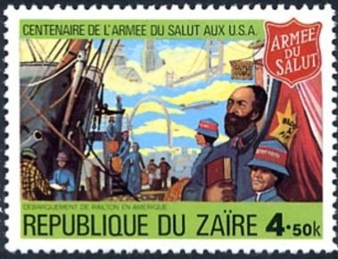 Stamp, The Salvation Army, Zaire,  , Ships, Salvation Army, Sailing Ships, Immigrants