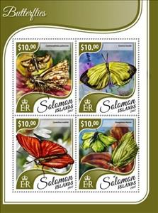 Mini Sheet, Butterflies, Solomon Islands,  , Animals (Fauna), Butterflies, Insects