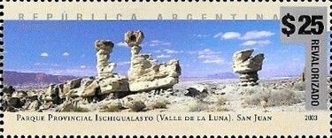 Stamp, Ischigualasto Provincial Park, San Juan, surcharged, Argentina,  , Landscapes