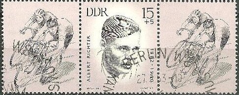 Stamp, Richter,Albert, Germany, Democratic Republic,  , Athletes, Bicycles, Cycling, Sports