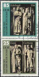 Se-tenant, Founding Figures of the Naumburg Cathedral, Germany, Democratic Republic,  , Churches - Cathedrals - Basilicas - Chapels, Religion, Sculptures