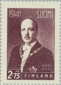 Stamp, Risto Heikki Ryti, President of State, Finland,  , Famous People, Heads of State, Men, Politicians
