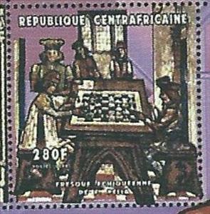 Stamp, Fresco, F. Pella, Central African Republic,  , Chess
