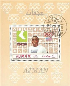 Souvenir Sheet, Jim Hines (*1946), Sprint, USA, Ajman,  , Olympic Games