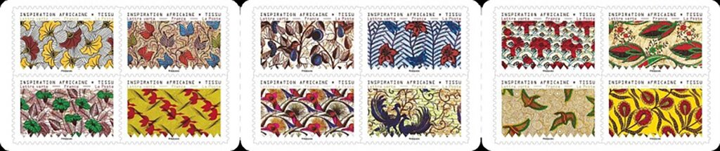 Booklet Pane, African-Inspired Textiles, France,  , Textile