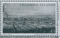 Stamp, Funeral procession on Thames, Solomon Islands,  , Anniversaries and Jubilees, Naval Battles, Rivers