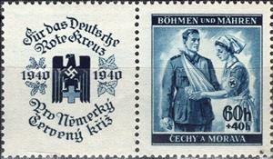 Stamp, Red Cross nurse with wounded, Bohemia and Moravia,  , Healthcare, Red Cross and Red Crescent