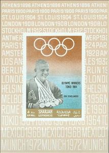 Souvenir Sheet, Donald Arthur "Don" Schollander (*1946), Sharjah,  , Olympic Games