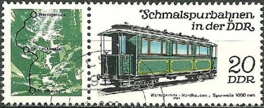 Stamp, Bahn Wernigerode-Nordhausen, Germany, Democratic Republic,  , Railways