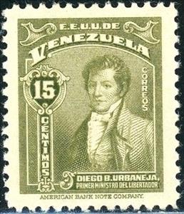 Stamp, Diego B. Urbaneja, Venezuela,  , Famous People, Men, Politicians