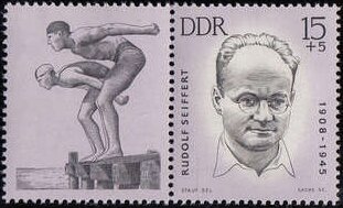 Stamp, R.Seifert, Germany, Democratic Republic,  , Aquatic Sports, Athletes, Sports, Swimming