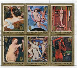 Mini Sheet, Paintings, Ajman,  , Nudes, Paintings