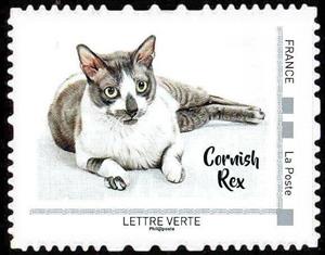 Stamp, Cornish Rex, France,  , Animals (Fauna), Cats, Mammals