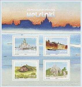 Souvenir Sheet, Helsinki, France,  , Churches - Cathedrals - Basilicas - Chapels, Fortresses / Strongholds, Monuments, Townscapes / City Views