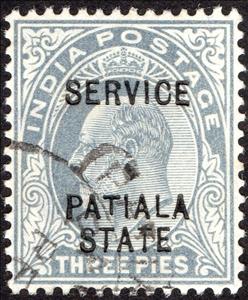 Stamp, King Edward VII Official of India opt "Patiala State", India, Princely States,  