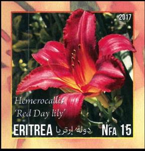 Stamp, Hemerocallis "RedDaylily", Cinderellas,  , Flowers, Lilies (Flower), Plants (Flora)