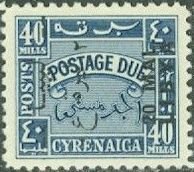 Postage Due Stamps of Cyrenaica, Surcharged in Black