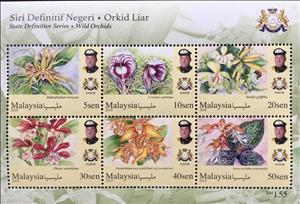 Mini Sheet, Orchids of Malaysia, Federal Malay States,  , Orchids, Plants (Flora)