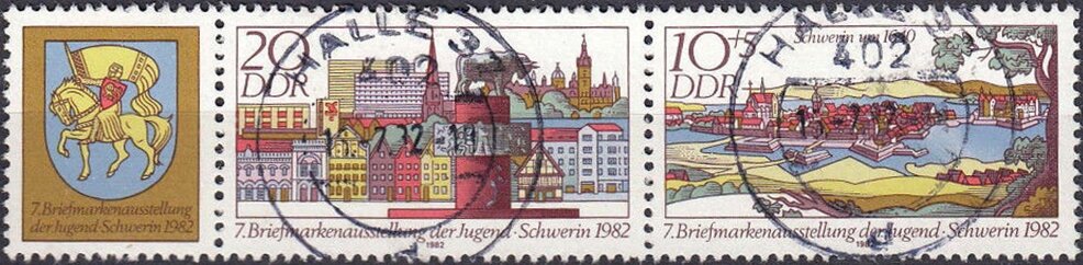 Schwerin in 1640/Zf with city arms /Schwerin 1982