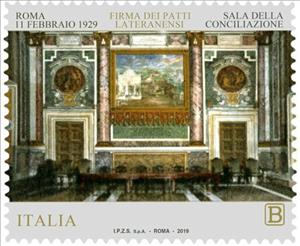 Stamp, 90th Anniversary of the Lateran Accords with the Vatican, Italy,  , Diplomacy, Joint Issues, Treaties