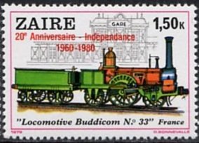 Stamp, CD 993 with new overprint  '20e Anniversaire – Indépendance, Zaire,  , Railways
