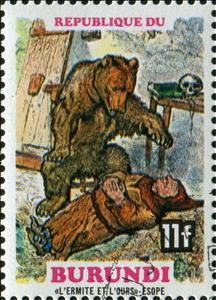 Stamp, AESOP. The eternity and the past., Burundi,  , Fables