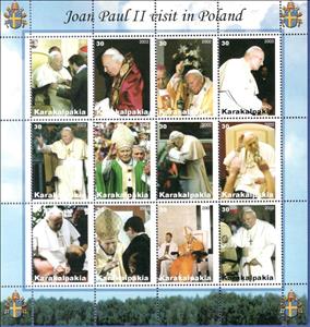 Mini Sheet, John Paul II visit in Poland, Cinderellas,  , Popes