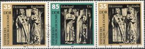 Se-tenant, Founding Figures of the Naumburg Cathedral, Germany, Democratic Republic,  , Churches - Cathedrals - Basilicas - Chapels, Religion, Sculptures