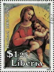 Stamp, Madonna of Foligno, Liberia,  