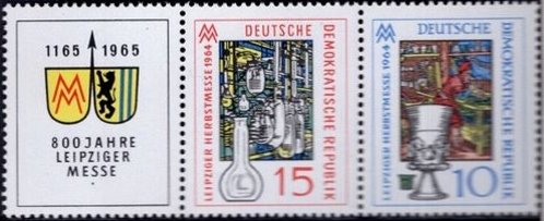 Se-tenant, Leipzig autumn fair, Germany, Democratic Republic,  , Fairs, Glass and Earthenware