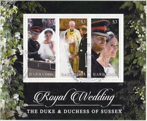 Souvenir Sheet, The Newlyweds, Barbados,  , Actors, Royalty, Weddings