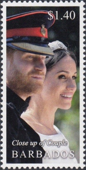 Stamp, Close-up of Couple, Barbados,  , Actors, Royalty, Weddings