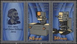 Se-tenant, Tenant of optical instruments, Germany, Democratic Republic,  , Anniversaries and Jubilees, Microscopes, Tools