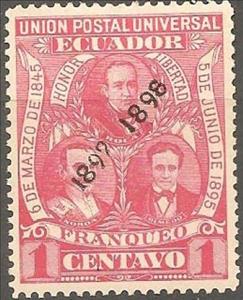 Stamp, Success of the Liberal Party Surcharged, Ecuador,  , Heads of State, Politicians