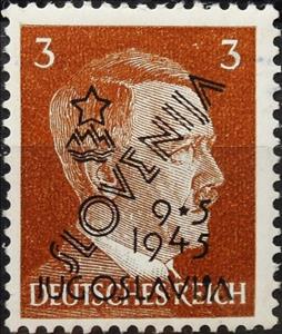 Stamp, Adolf Hitler, overprinted, Yugoslavia, Local Issues in WWII,  