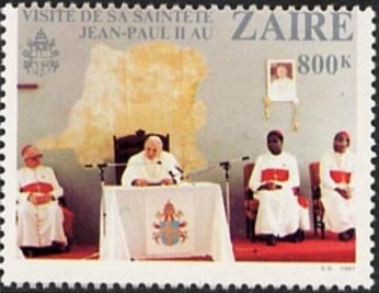 Stamp, Visit of Johannes-Paulus II in Zaïre, Zaire,  , Famous People, Popes