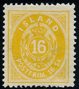 Stamp, 16 Sk, Iceland,  , Crowns and Coronets, Numbers, Post Horns