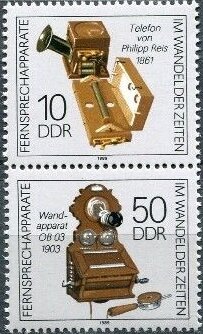 Se-tenant, Se-tenant of old phones, Germany, Democratic Republic,  , Telephones