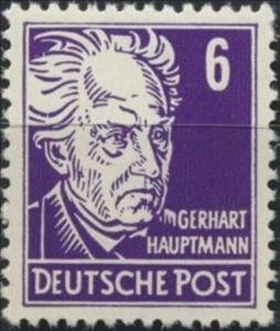 Stamp, Gerhart Hauptmann (1862-1946), Germany, Democratic Republic,  , Authors, Famous People, Literary People (Poets and Writers), Literature, Men, Nobel Laureates