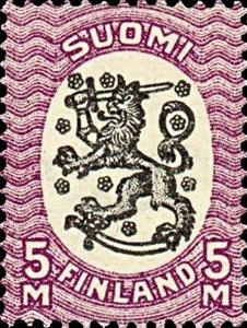 Stamp, Definitive series I: Lion type m/17 - Type II, Finland,  , Coats of Arms, Heraldic Animals, Лев, Stylized Animals