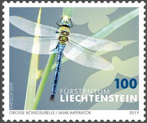 Stamp, Emperor Dragonfly (Anax imperator), Liechtenstein,  , Animals (Fauna), Dragonflies, Insects