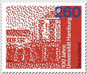 Stamp, Centenary of the University of Hamburg, Germany, Federal Republic,  , Anniversaries and Jubilees, Buildings, Universities