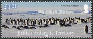 Stamp, Gold Bay, Weddel Sea, British Antarctic Territory (BAT),  , Animals (Fauna), Birds, Landscapes, Penguins