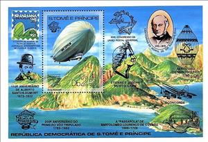 Souvenir Sheet, Brasiliana '83, São Tomé and Príncipe,  , Aviation, U.P.U., Zeppelins