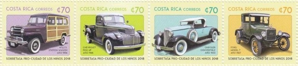 Se-tenant, Classic Automobiles, Costa Rica,  , Cars