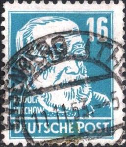 Stamp, Rudolph Virchow (1821-1902), Germany, Democratic Republic,  , Authors, Famous People, Men, Physicians, Politicians