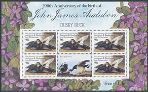 Mini Sheet, American Black Duck (Anas rubripes) mini sheet, Antigua and Barbuda,  , Animals (Fauna), Birds, Ducks